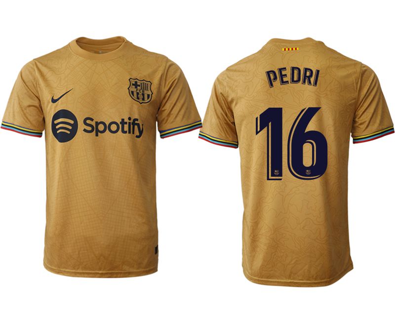Men 2022-2023 Club Barcelona away aaa version yellow #16 Soccer Jersey
